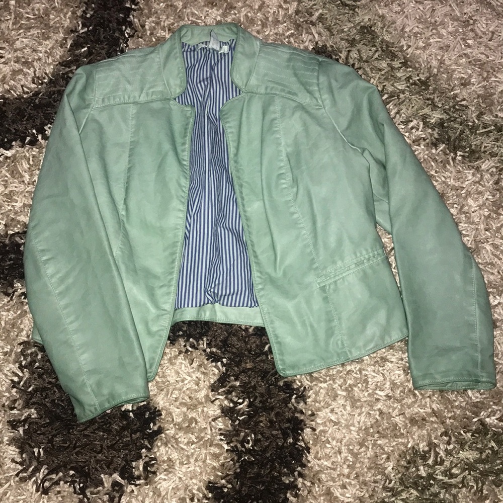 Chico’s Mint Faux Leather Jacket